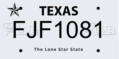 FJF1081 Texas License Plate