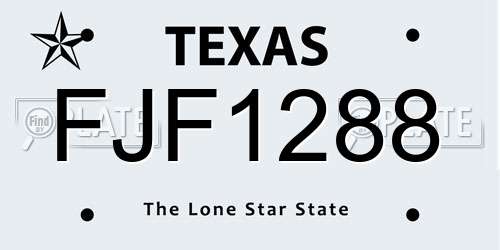 FJF1288 Texas License Plate