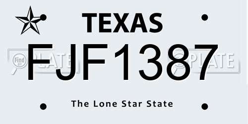 FJF1387 Texas License Plate