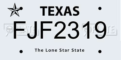 FJF2319 Texas License Plate