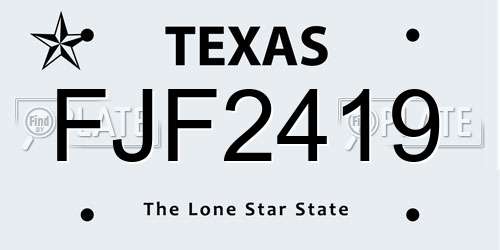 FJF2419 Texas License Plate