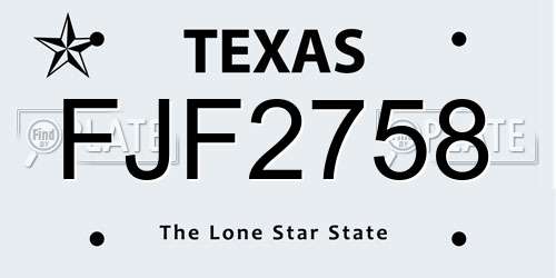FJF2758 Texas License Plate