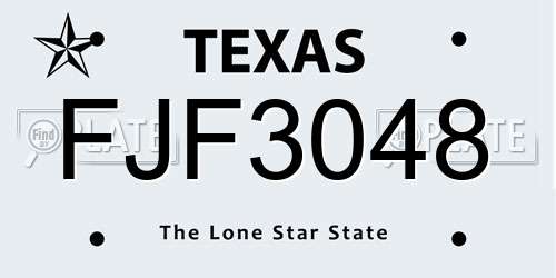 FJF3048 Texas License Plate
