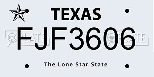 FJF3606 Texas License Plate