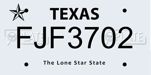 FJF3702 Texas License Plate