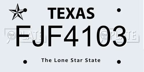 FJF4103 Texas License Plate