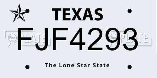 FJF4293 Texas License Plate