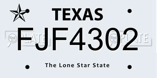 FJF4302 Texas License Plate