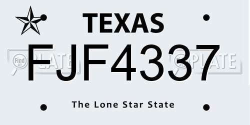 FJF4337 Texas License Plate