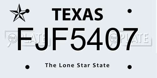 FJF5407 Texas License Plate