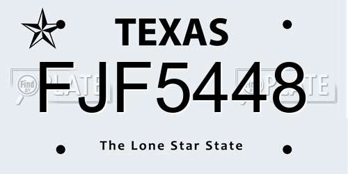 FJF5448 Texas License Plate