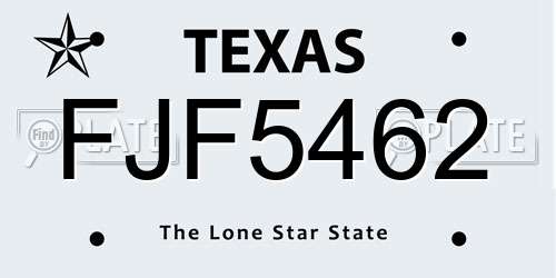 FJF5462 Texas License Plate