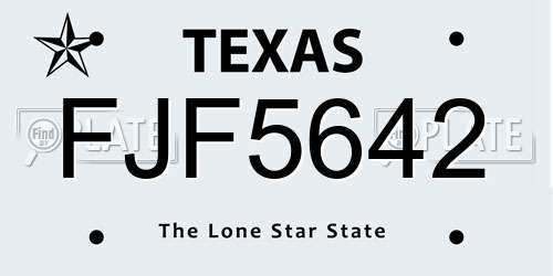 FJF5642 Texas License Plate