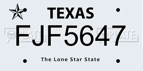 FJF5647 Texas License Plate