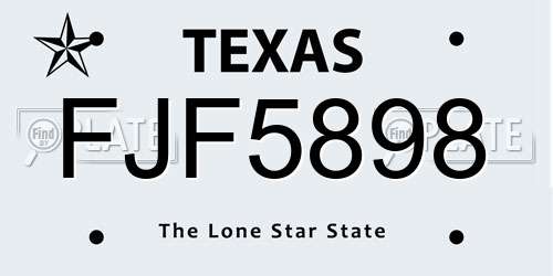 FJF5898 Texas License Plate