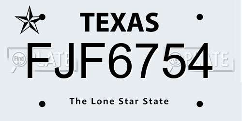 FJF6754 Texas License Plate
