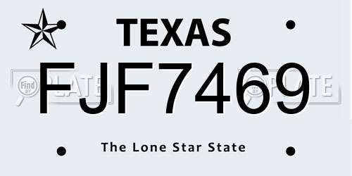 FJF7469 Texas License Plate