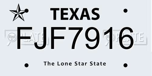 FJF7916 Texas License Plate