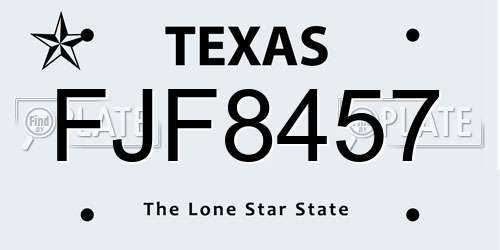 FJF8457 Texas License Plate