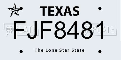 FJF8481 Texas License Plate