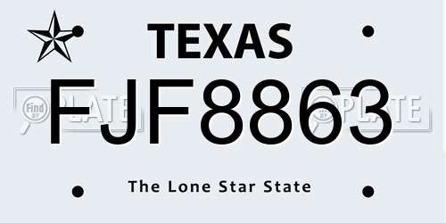 FJF8863 Texas License Plate
