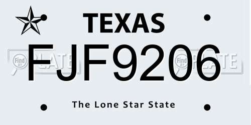 FJF9206 Texas License Plate