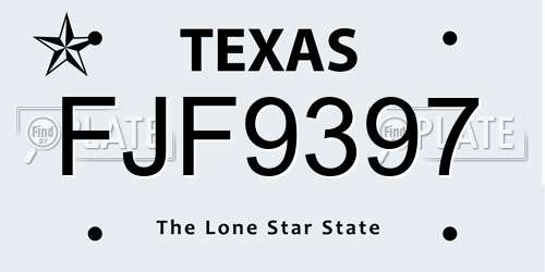 FJF9397 Texas License Plate