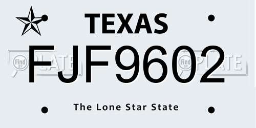 FJF9602 Texas License Plate
