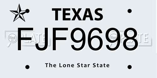 FJF9698 Texas License Plate