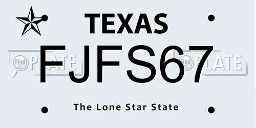 FJFS67 Texas License Plate