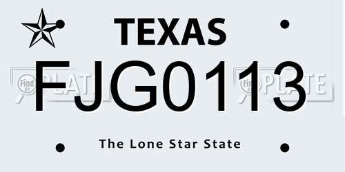 FJG0113 Texas License Plate