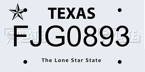 FJG0893 Texas License Plate