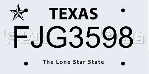 FJG3598 Texas License Plate