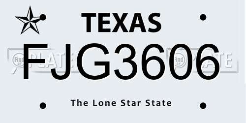 FJG3606 Texas License Plate