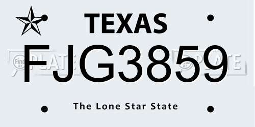 FJG3859 Texas License Plate
