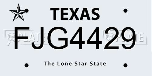 FJG4429 Texas License Plate