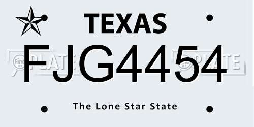 FJG4454 Texas License Plate