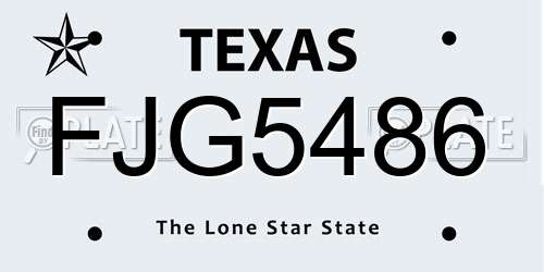 FJG5486 Texas License Plate