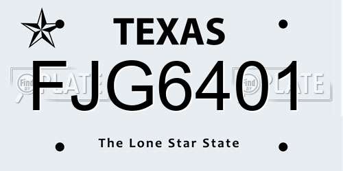 FJG6401 Texas License Plate