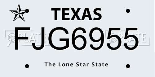 FJG6955 Texas License Plate