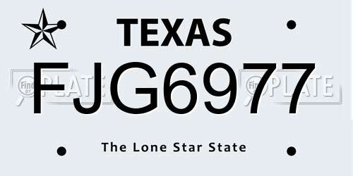 FJG6977 Texas License Plate
