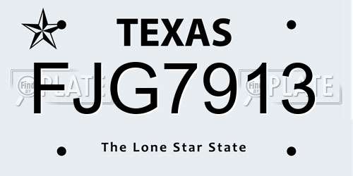 FJG7913 Texas License Plate