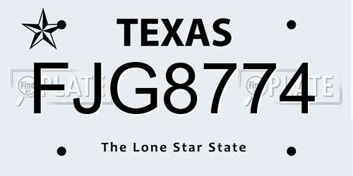 FJG8774 Texas License Plate