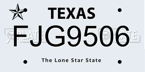 FJG9506 Texas License Plate