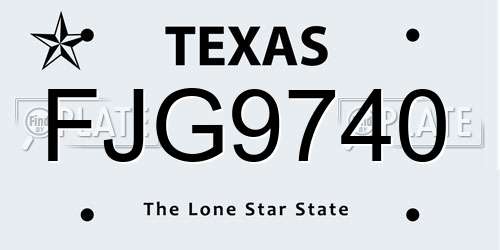 FJG9740 Texas License Plate