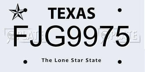 FJG9975 Texas License Plate