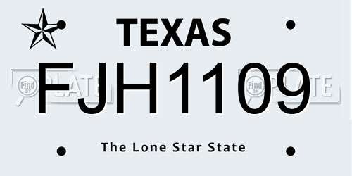 FJH1109 Texas License Plate