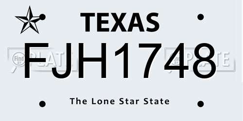 FJH1748 Texas License Plate