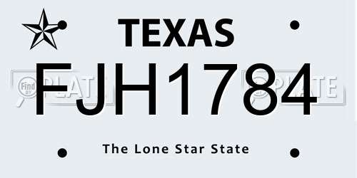 FJH1784 Texas License Plate