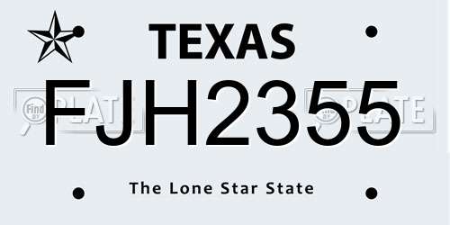 FJH2355 Texas License Plate